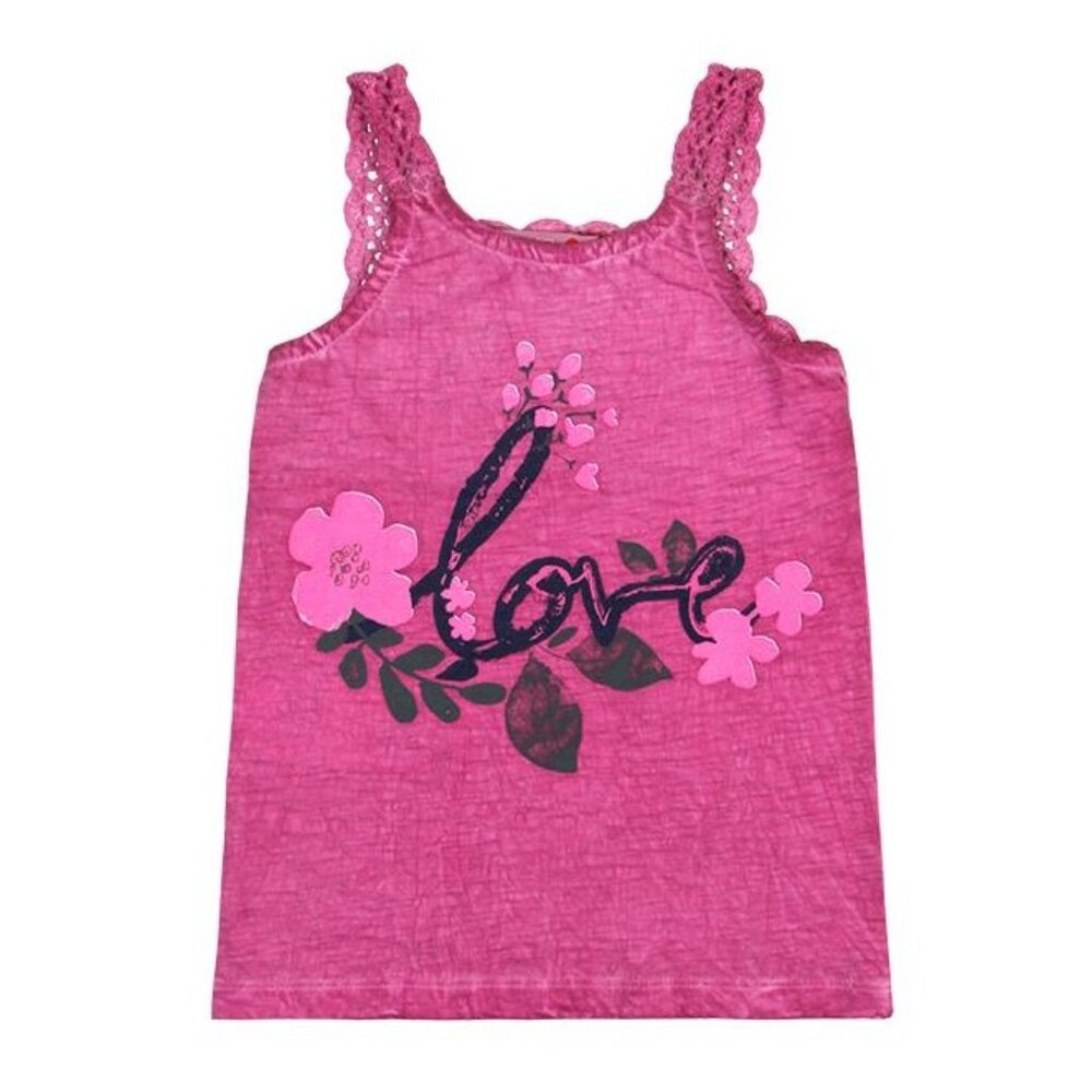 Boboli - Pink Floral Love Tank Top for Girls, size 3